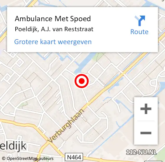 Locatie op kaart van de 112 melding: Ambulance Met Spoed Naar Poeldijk, A.J. van Reststraat op 9 oktober 2021 06:08