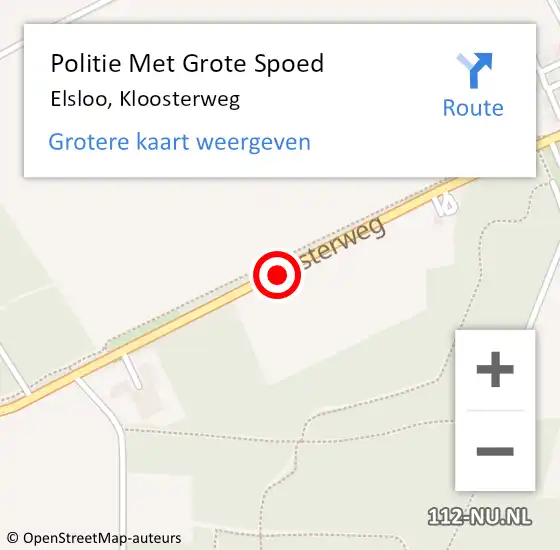 Locatie op kaart van de 112 melding: Politie Met Grote Spoed Naar Elsloo, Kloosterweg op 9 oktober 2021 06:36