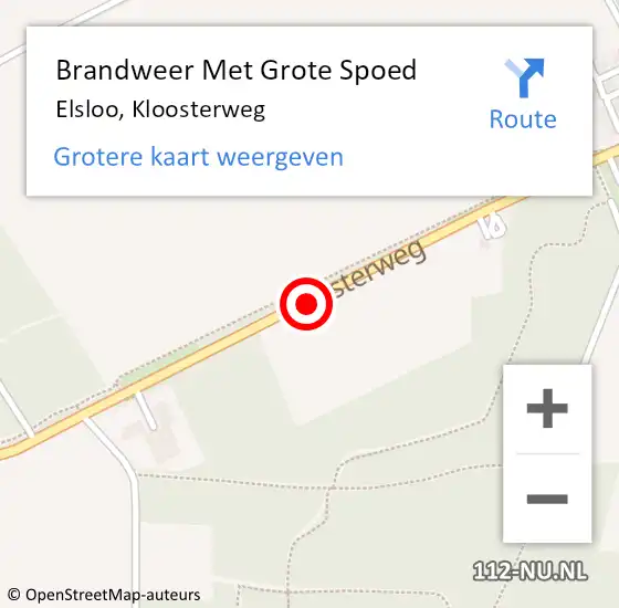 Locatie op kaart van de 112 melding: Brandweer Met Grote Spoed Naar Elsloo, Kloosterweg op 9 oktober 2021 06:37