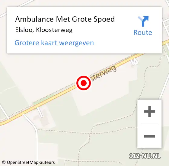 Locatie op kaart van de 112 melding: Ambulance Met Grote Spoed Naar Elsloo, Kloosterweg op 9 oktober 2021 06:40