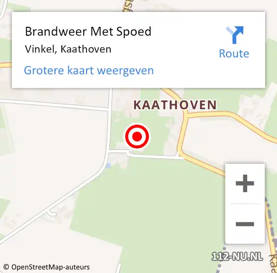 Locatie op kaart van de 112 melding: Brandweer Met Spoed Naar Vinkel, Kaathoven op 9 oktober 2021 07:05