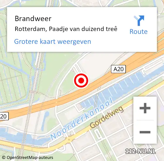 Locatie op kaart van de 112 melding: Brandweer Rotterdam, Paadje van duizend treê op 9 oktober 2021 07:06