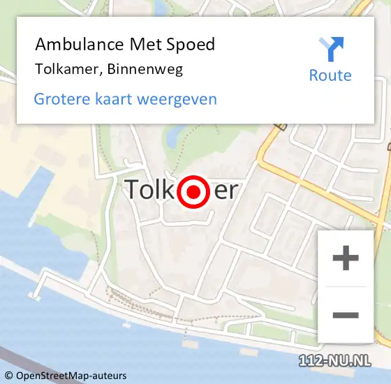 Locatie op kaart van de 112 melding: Ambulance Met Spoed Naar Tolkamer, Binnenweg op 9 oktober 2021 07:29