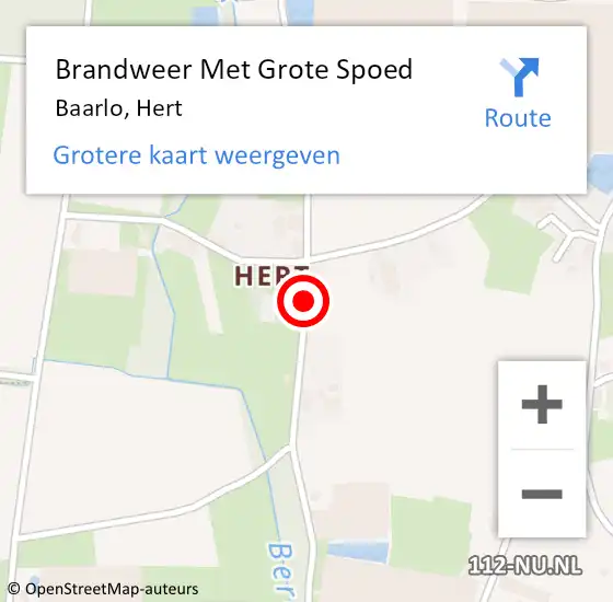 Locatie op kaart van de 112 melding: Brandweer Met Grote Spoed Naar Baarlo, Hert op 9 oktober 2021 07:48