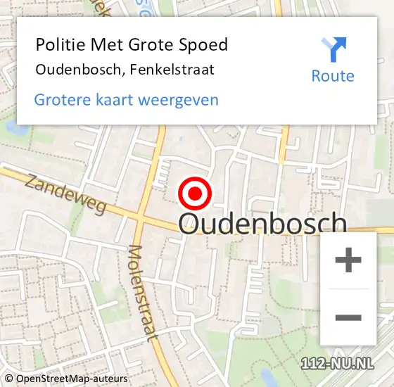 Locatie op kaart van de 112 melding: Politie Met Grote Spoed Naar Oudenbosch, Fenkelstraat op 9 oktober 2021 08:31