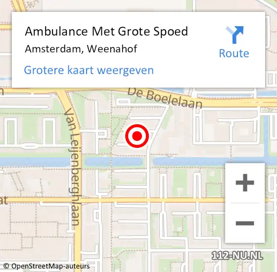 Locatie op kaart van de 112 melding: Ambulance Met Grote Spoed Naar Amsterdam, Weenahof op 9 oktober 2021 08:38