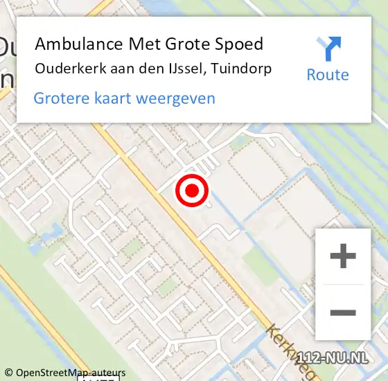 Locatie op kaart van de 112 melding: Ambulance Met Grote Spoed Naar Ouderkerk aan den IJssel, Tuindorp op 9 oktober 2021 08:41