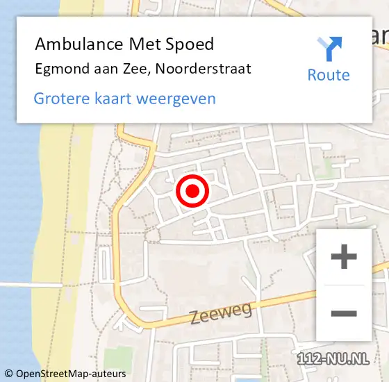 Locatie op kaart van de 112 melding: Ambulance Met Spoed Naar Egmond aan Zee, Noorderstraat op 9 oktober 2021 08:54