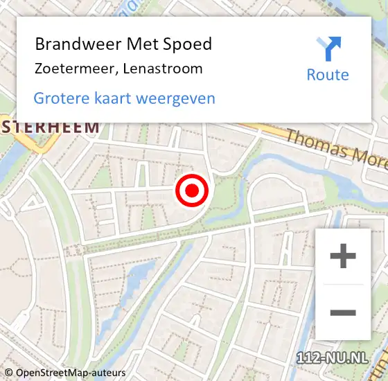 Locatie op kaart van de 112 melding: Brandweer Met Spoed Naar Zoetermeer, Lenastroom op 9 oktober 2021 09:15