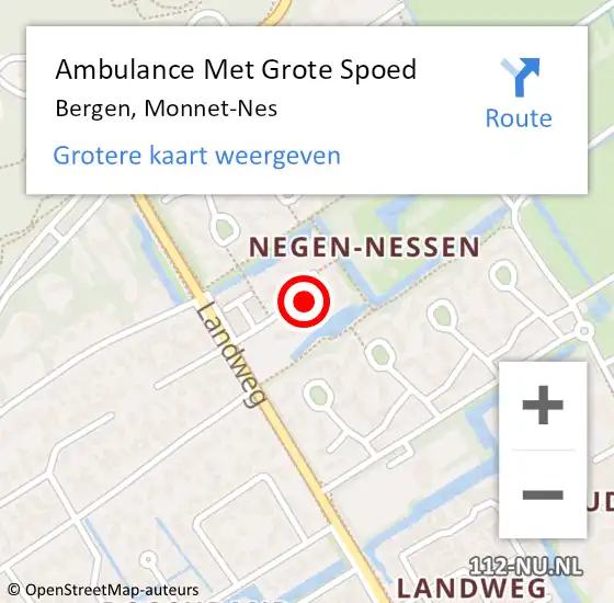 Locatie op kaart van de 112 melding: Ambulance Met Grote Spoed Naar Bergen, Monnet-Nes op 9 oktober 2021 09:31