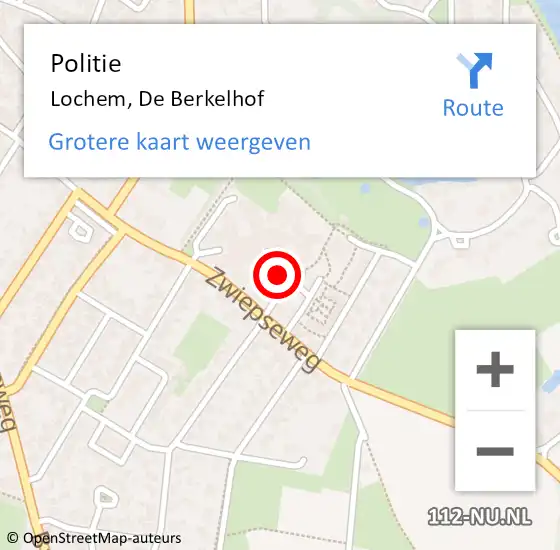 Locatie op kaart van de 112 melding: Politie Lochem, De Berkelhof op 9 oktober 2021 09:41