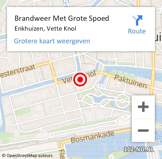 Locatie op kaart van de 112 melding: Brandweer Met Grote Spoed Naar Enkhuizen, Vette Knol op 9 oktober 2021 10:06