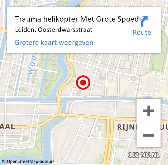 Locatie op kaart van de 112 melding: Trauma helikopter Met Grote Spoed Naar Leiden, Oosterdwarsstraat op 9 oktober 2021 10:11