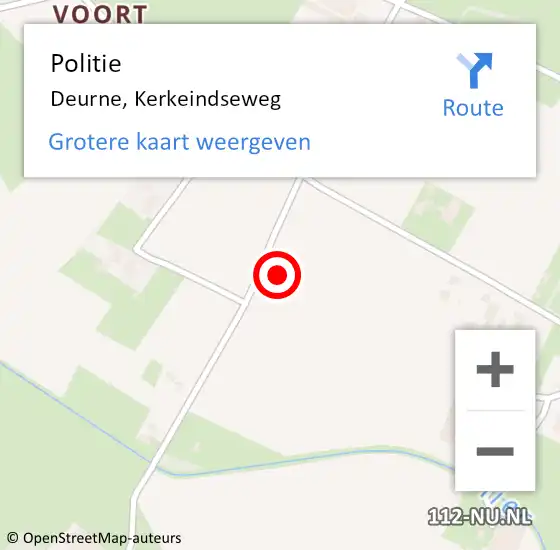 Locatie op kaart van de 112 melding: Politie Deurne, Kerkeindseweg op 9 oktober 2021 10:19