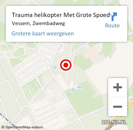Locatie op kaart van de 112 melding: Trauma helikopter Met Grote Spoed Naar Vessem, Zwembadweg op 9 oktober 2021 10:23