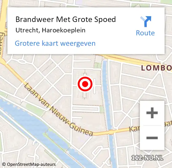 Locatie op kaart van de 112 melding: Brandweer Met Grote Spoed Naar Utrecht, Haroekoeplein op 9 oktober 2021 10:26