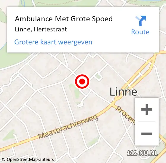 Locatie op kaart van de 112 melding: Ambulance Met Grote Spoed Naar Linne, Hertestraat op 25 juni 2014 14:26