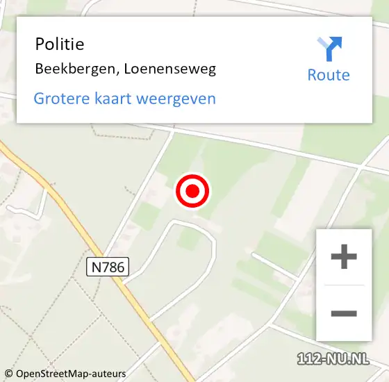 Locatie op kaart van de 112 melding: Politie Beekbergen, Loenenseweg op 9 oktober 2021 10:33