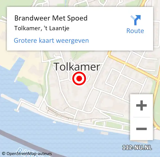 Locatie op kaart van de 112 melding: Brandweer Met Spoed Naar Tolkamer, 't Laantje op 9 oktober 2021 10:45