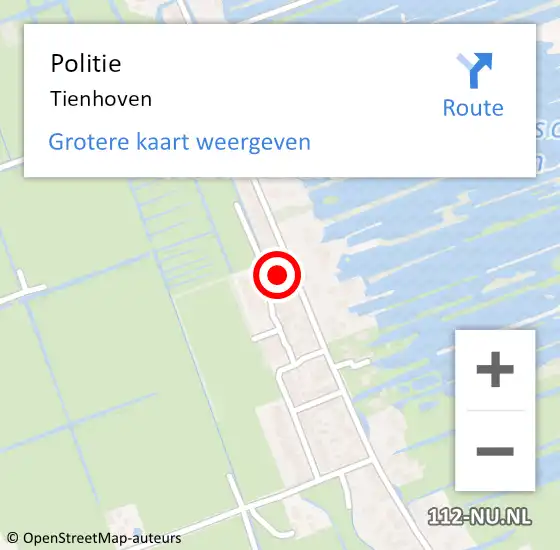 Locatie op kaart van de 112 melding: Politie Tienhoven op 9 oktober 2021 10:45