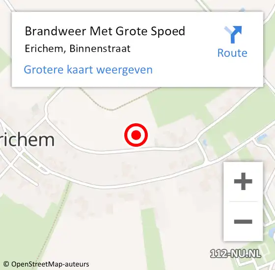 Locatie op kaart van de 112 melding: Brandweer Met Grote Spoed Naar Erichem, Binnenstraat op 9 oktober 2021 10:57