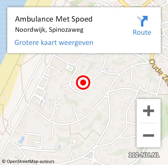 Locatie op kaart van de 112 melding: Ambulance Met Spoed Naar Noordwijk, Spinozaweg op 9 oktober 2021 11:37