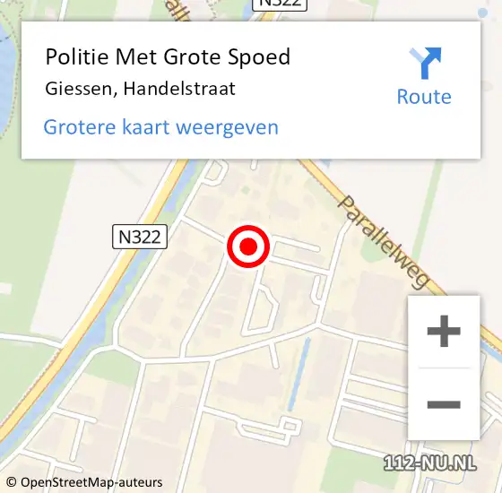 Locatie op kaart van de 112 melding: Politie Met Grote Spoed Naar Giessen, Handelstraat op 9 oktober 2021 11:39