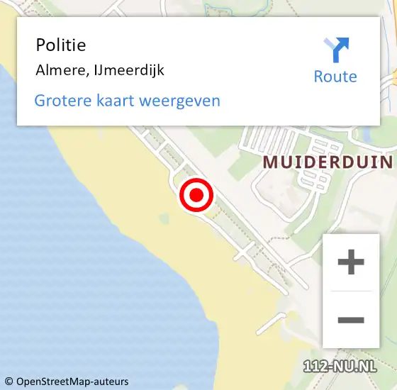 Locatie op kaart van de 112 melding: Politie Almere, IJmeerdijk op 9 oktober 2021 11:48