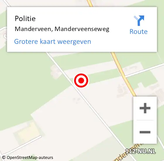 Locatie op kaart van de 112 melding: Politie Manderveen, Manderveenseweg op 9 oktober 2021 12:14