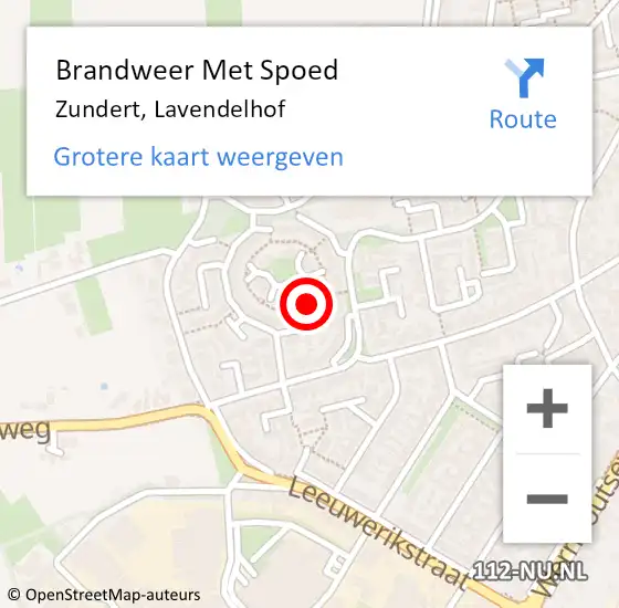 Locatie op kaart van de 112 melding: Brandweer Met Spoed Naar Zundert, Lavendelhof op 9 oktober 2021 12:15