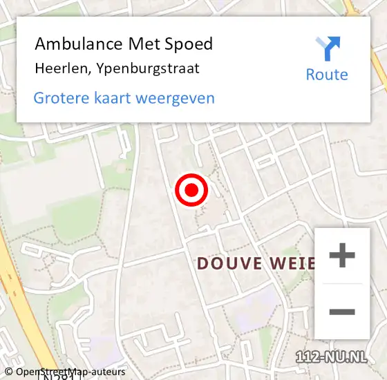 Locatie op kaart van de 112 melding: Ambulance Met Spoed Naar Heerlen, Ypenburgstraat op 9 oktober 2021 12:17