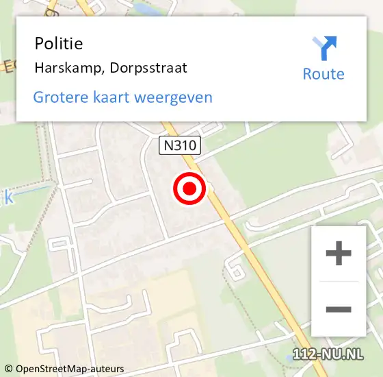 Locatie op kaart van de 112 melding: Politie Harskamp, Dorpsstraat op 9 oktober 2021 12:19