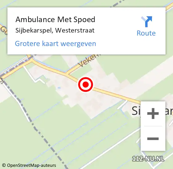 Locatie op kaart van de 112 melding: Ambulance Met Spoed Naar Sijbekarspel, Westerstraat op 9 oktober 2021 12:23