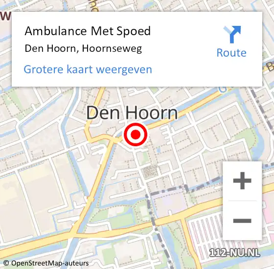 Locatie op kaart van de 112 melding: Ambulance Met Spoed Naar Den Hoorn, Hoornseweg op 9 oktober 2021 12:40