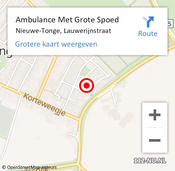 Locatie op kaart van de 112 melding: Ambulance Met Grote Spoed Naar Nieuwe-Tonge, Lauwerijnstraat op 9 oktober 2021 12:43