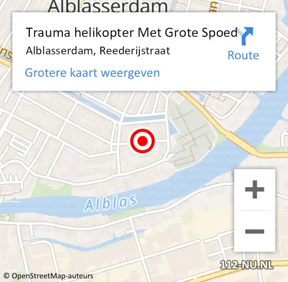 Locatie op kaart van de 112 melding: Trauma helikopter Met Grote Spoed Naar Alblasserdam, Reederijstraat op 9 oktober 2021 12:45