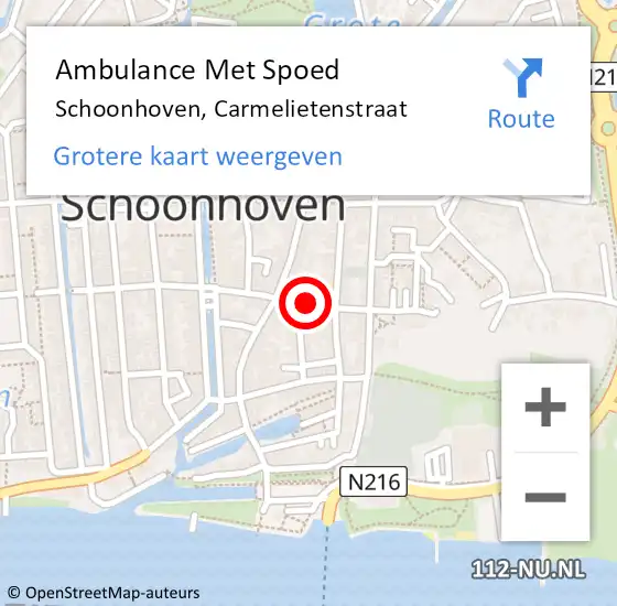 Locatie op kaart van de 112 melding: Ambulance Met Spoed Naar Schoonhoven, Carmelietenstraat op 9 oktober 2021 12:49