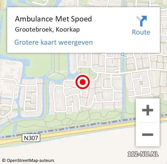 Locatie op kaart van de 112 melding: Ambulance Met Spoed Naar Grootebroek, Koorkap op 9 oktober 2021 12:49