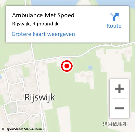 Locatie op kaart van de 112 melding: Ambulance Met Spoed Naar Rijswijk, Rijnbandijk op 9 oktober 2021 12:53