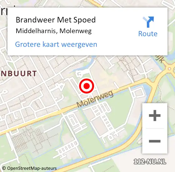 Locatie op kaart van de 112 melding: Brandweer Met Spoed Naar Middelharnis, Molenweg op 9 oktober 2021 12:58