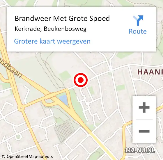 Locatie op kaart van de 112 melding: Brandweer Met Grote Spoed Naar Kerkrade, Beukenbosweg op 9 oktober 2021 13:00