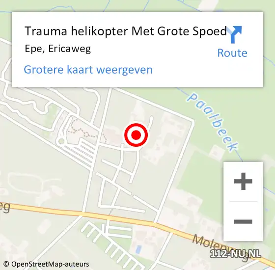 Locatie op kaart van de 112 melding: Trauma helikopter Met Grote Spoed Naar Epe, Ericaweg op 9 oktober 2021 13:48