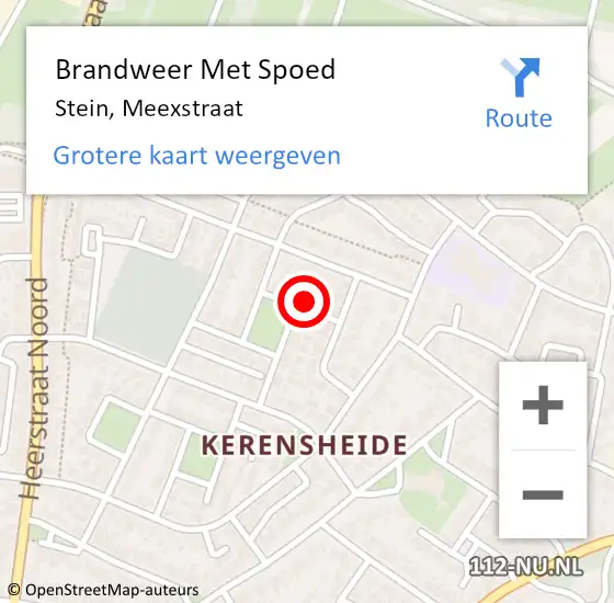 Locatie op kaart van de 112 melding: Brandweer Met Spoed Naar Stein, Meexstraat op 9 oktober 2021 13:49