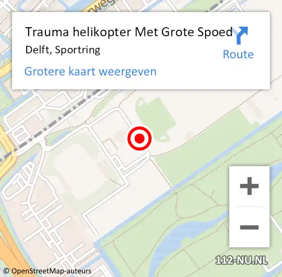 Locatie op kaart van de 112 melding: Trauma helikopter Met Grote Spoed Naar Delft, Sportring op 9 oktober 2021 13:55