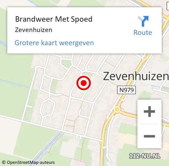 Locatie op kaart van de 112 melding: Brandweer Met Spoed Naar Zevenhuizen op 9 oktober 2021 14:28