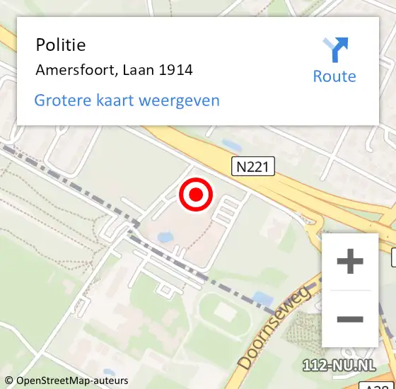 Locatie op kaart van de 112 melding: Politie Amersfoort, Laan 1914 op 9 oktober 2021 14:45