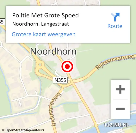 Locatie op kaart van de 112 melding: Politie Met Grote Spoed Naar Noordhorn, Langestraat op 9 oktober 2021 14:57