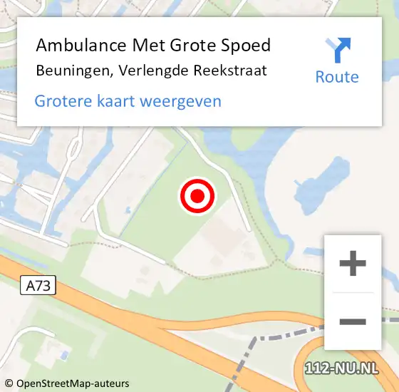 Locatie op kaart van de 112 melding: Ambulance Met Grote Spoed Naar Beuningen, Verlengde Reekstraat op 9 oktober 2021 15:01