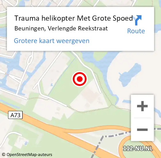 Locatie op kaart van de 112 melding: Trauma helikopter Met Grote Spoed Naar Beuningen, Verlengde Reekstraat op 9 oktober 2021 15:04