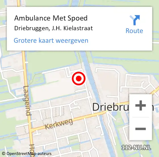 Locatie op kaart van de 112 melding: Ambulance Met Spoed Naar Driebruggen, J.H. Kielastraat op 9 oktober 2021 15:21